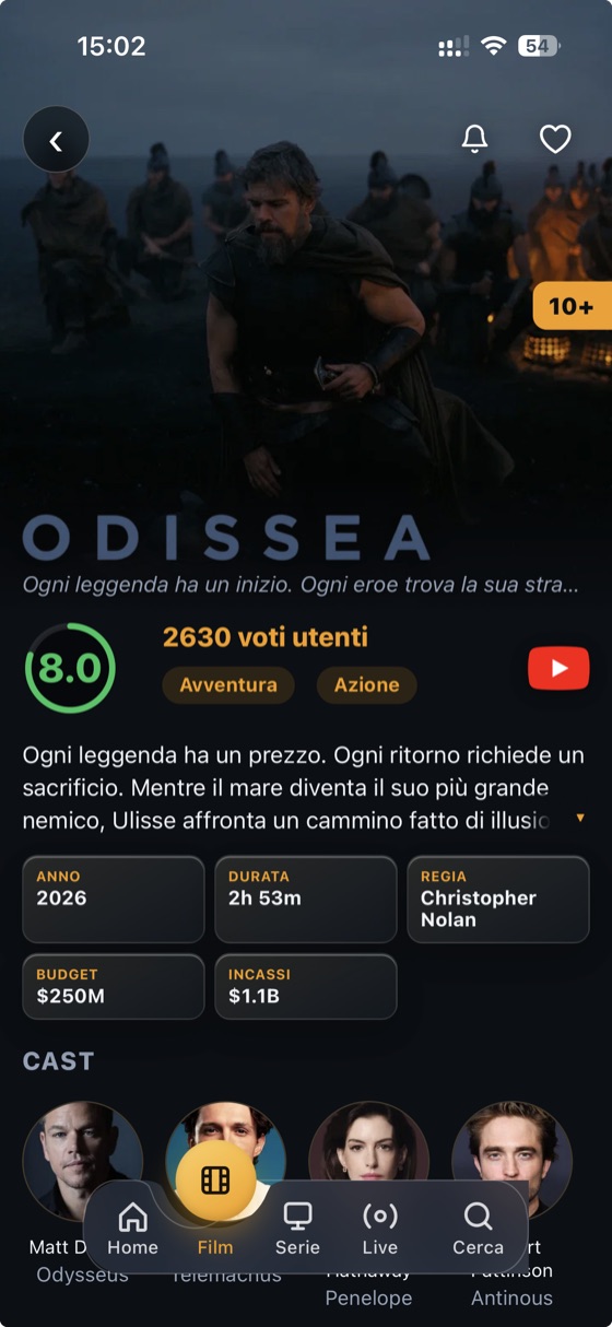 Scheda di un film su telefono