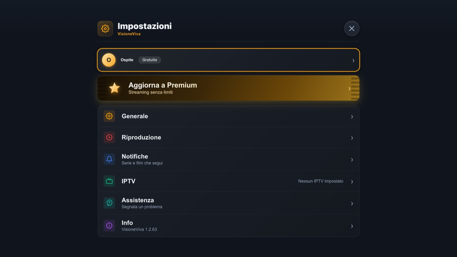 Impostazioni su TV